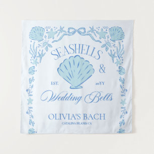 Tapete De Parede Conchas Marinhas & Sininhos de Casamento Despedida