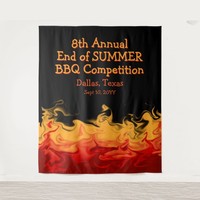 Tapete De Parede Concurso de Churrasco Chamas de Fogo Modernas (Frente)