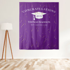 Tapete De Parede Confete Dourado Falso de Formatura Moderno Roxo/Br