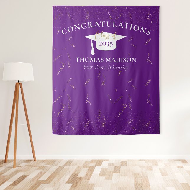 Tapete De Parede Confete Dourado Falso de Formatura Moderno Roxo/Br (Criador carregado)