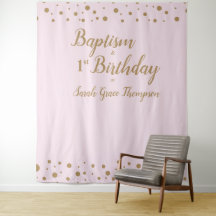 Confete Simples Rosa Batizado e 1º aniversário
