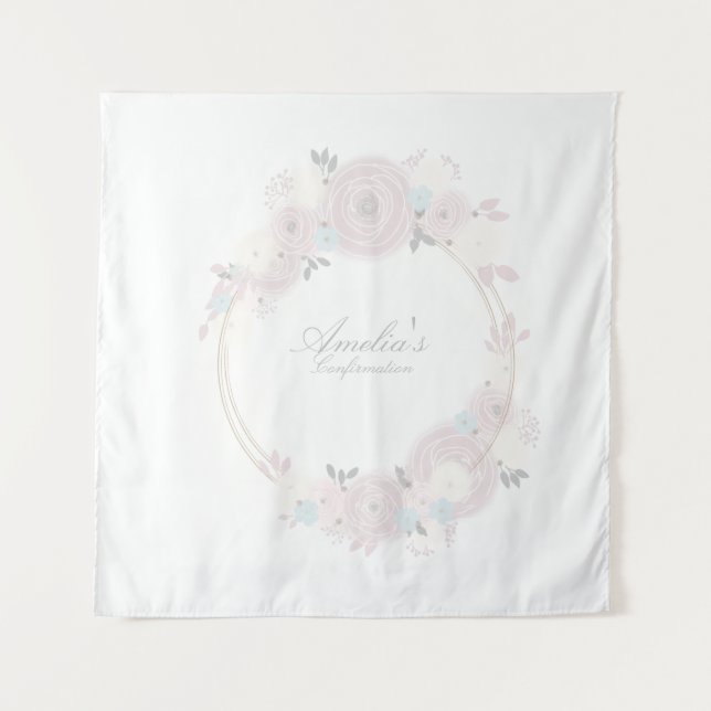 Tapete De Parede Confirmação Floral Personalizada e Bonita (Frente)