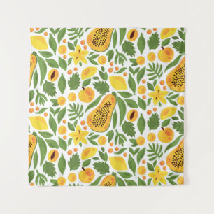 Tapete De Parede Conjunto de Frutas exóticas: Papaya, Lemon, Mango