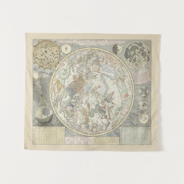 Tapete De Parede Constelação de Zodiac do Mapa Celestial das Estrel (Frente (Horizontal))