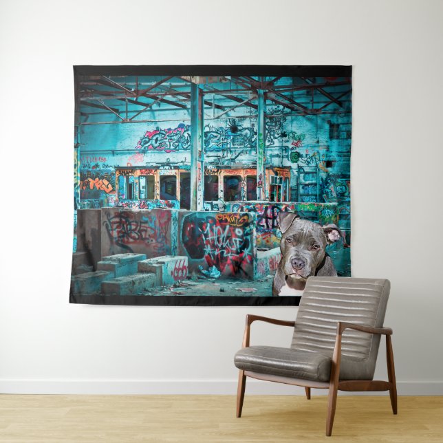Tapete De Parede Construção abandonada PitBull da arte da rua dos (In Situ (Horizontal))