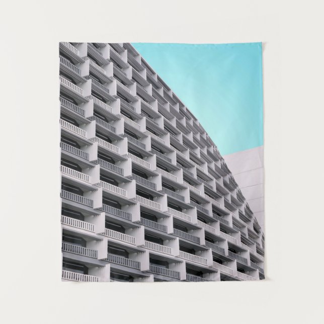 Tapete De Parede Construção de betão branco com terraços (Frente)