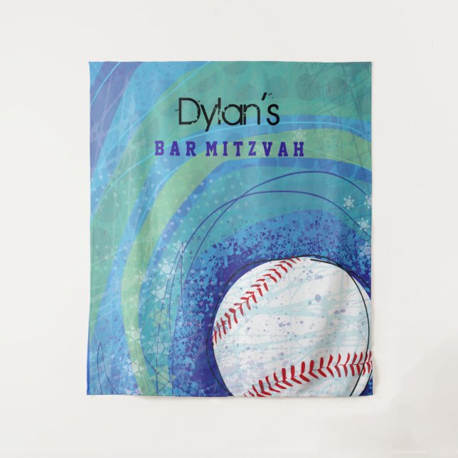 Tapete De Parede Convite Bar Mitzvah Loucura de BEISBOL (Frente)