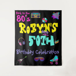Tapete De Parede Convite de Aniversário com Tema dos Anos 80 ou 90