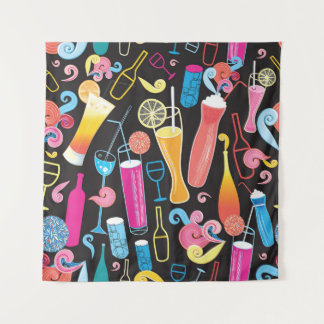 Tapete De Parede Coquetéis Coloridos Gráfico Padrão sem costura