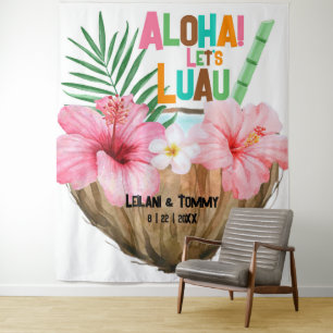 Tapete De Parede Coquetel de Coco   Aloha Luau Tropical Havaiano