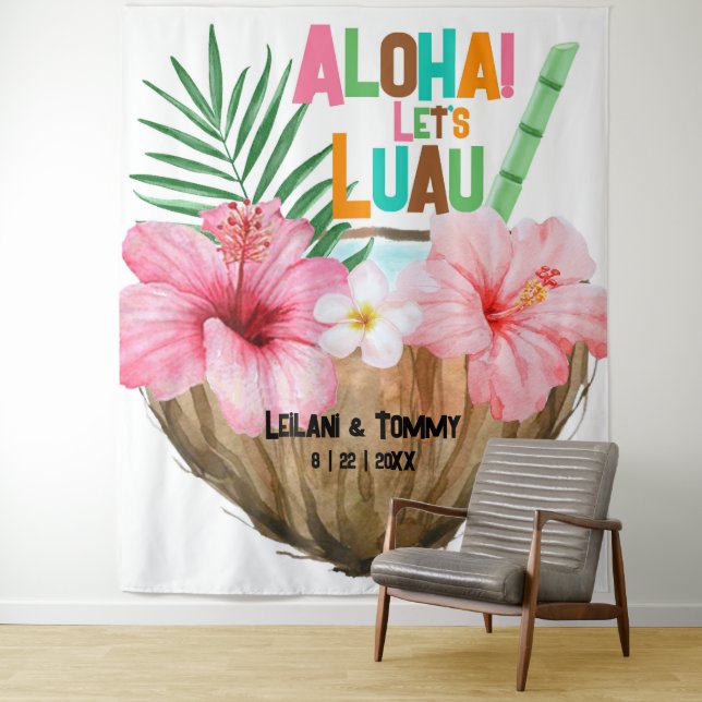 Tapete De Parede Coquetel de Coco | Aloha Luau Tropical Havaiano (In Situ)