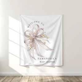 Tapete De Parede Coquette purple bow baby shower Backdrop