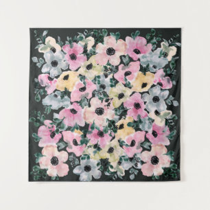 Tapete De Parede Cor da água floral escura: impressão bonito.