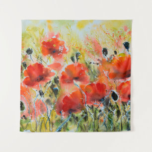Tapete De Parede Cor da água - pintura de flores vermelhas de papo