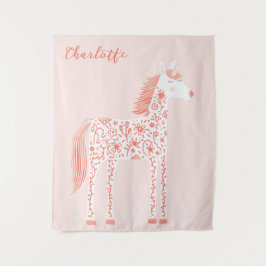 Tapete De Parede Cor-de-rosa-rosa magro Unicorn Personalizada