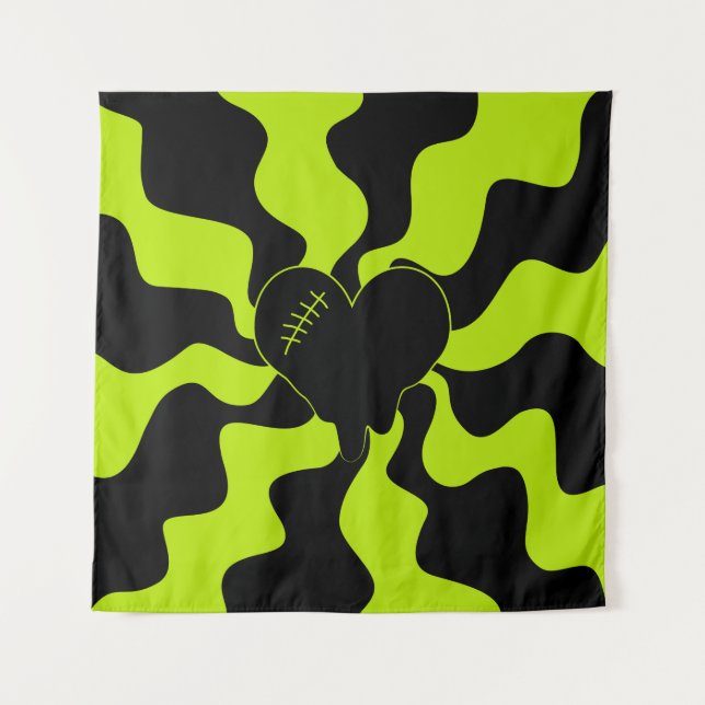 Tapete De Parede Coração Derretida - Verde limão (Frente)