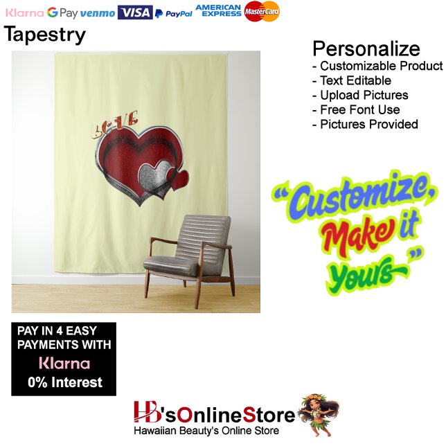 Tapete De Parede Coração Magia Amarelo Comercial Extra Grande (Heart Magic Yellow Business Tapestry Extra-Large.)