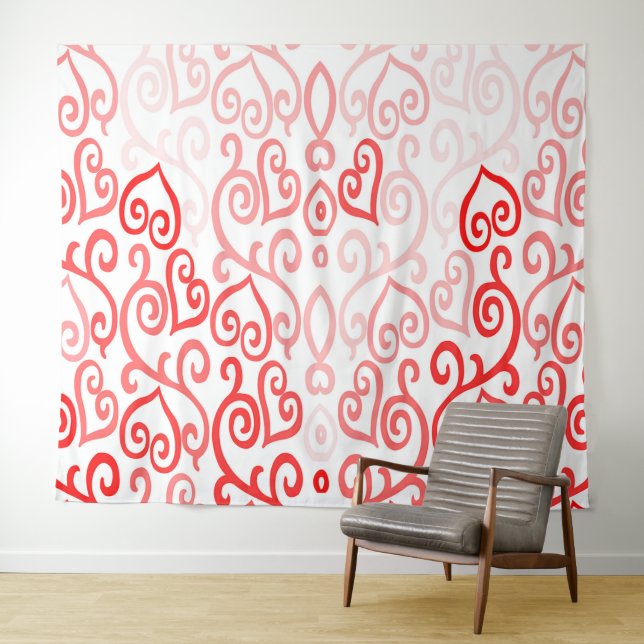 Tapete De Parede Coração Ombre Rosa e Vermelho  (In Situ (Horizontal))
