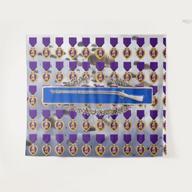 Tapete De Parede CORAÇÃO ROXO e COMBAT INFANTRYMAN BADGE (Frente (Horizontal))