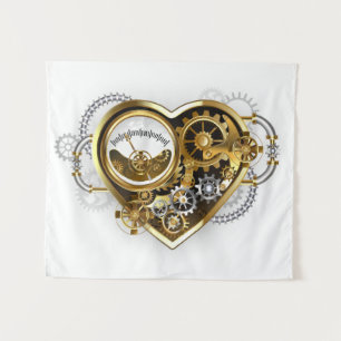 Tapete De Parede Coração Steampunk com Manômetro