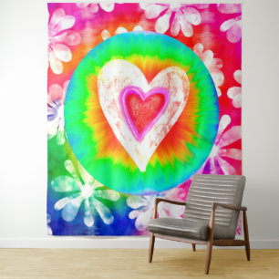 Tapete De Parede Coração tie dye psicodélico