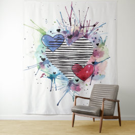 Tapete De Parede Corações E Lavações Em Aquarela