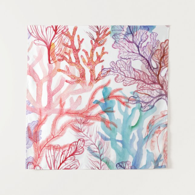 Tapete De Parede Corais aquosos: padrão do mundo subaquático. (Frente)