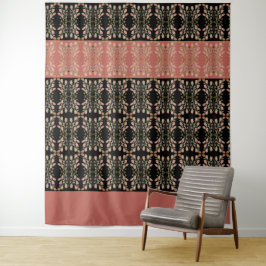 Tapete De Parede Coral Preto e Rosa