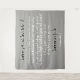 Tapete De Parede Coríntios Verso, O Amor é Paciente (P&B em cinza)
