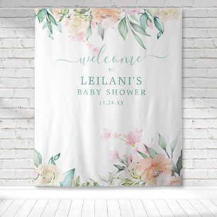 Tapete De Parede Coroa de Aquarela Floral Pastel Botânica Boas-Vind