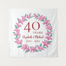 Tapete De Parede Coroa de Flores Rosa Floral Rubi de 40º Aniversári