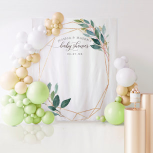 Tapete De Parede Cortina de Chuveiro de Bebê Greenery Gold Photo Bo