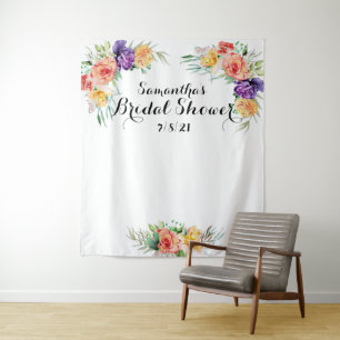 Tapete De Parede Cortina de Fundo de Floral para Chá de Noiva com C