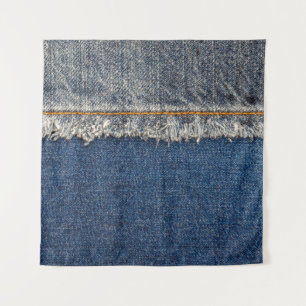 Tapete De Parede Cortina Laranja, Patch Duplo De Denim.