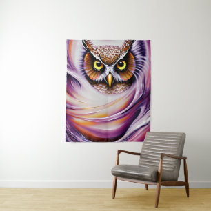 Tapete De Parede Coruja do Ornamentado da pintura suja de óleo suav