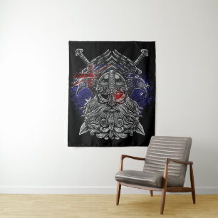 Tapete De Parede corvos de Odin espadas Mitologia Viking bandeira d