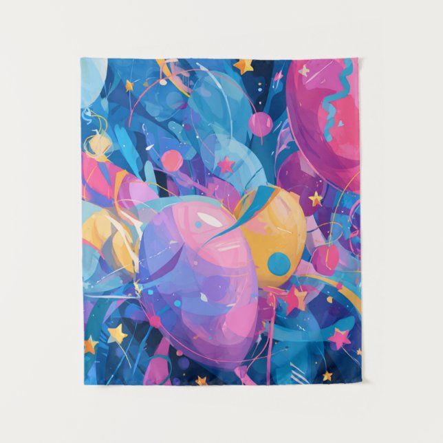 Tapete De Parede Cosmic Celebration: Abstract Floating Orbs and Sta (Frente)