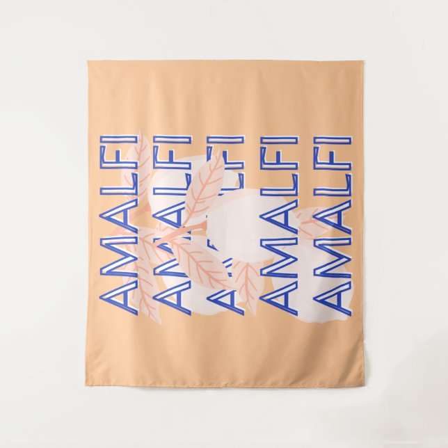 Tapete De Parede Costa Amalfi, Itália, Viagem Art, Preppy, Orange (Frente)