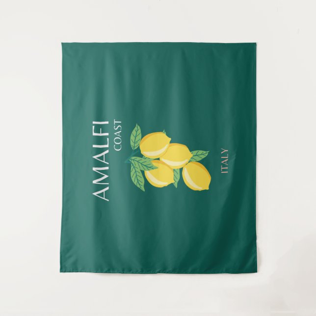 Tapete De Parede Costa Amalfi, Itália, Viagem Art, Retro, Verde (Frente)