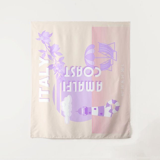 Tapete De Parede Costa Amalfitana, Arte de Viagem, Viagem Elegante, (Frente)