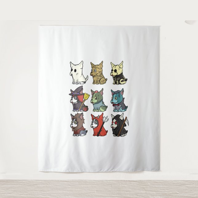 Tapete De Parede Costume de Dia das Bruxas de Boston Terrier (Frente)