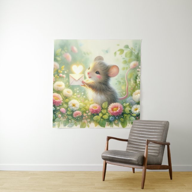 Tapete De Parede Cottage Mouse Love Letter Meadow (In Situ (Horizontal))