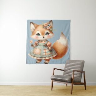 Tapete De Parede Cottagecore Floral Pastel Fox Caprichoso