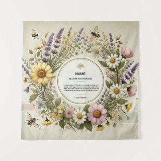 Tapete De Parede "Cottagecore Wildflower Wreath" Personalizado