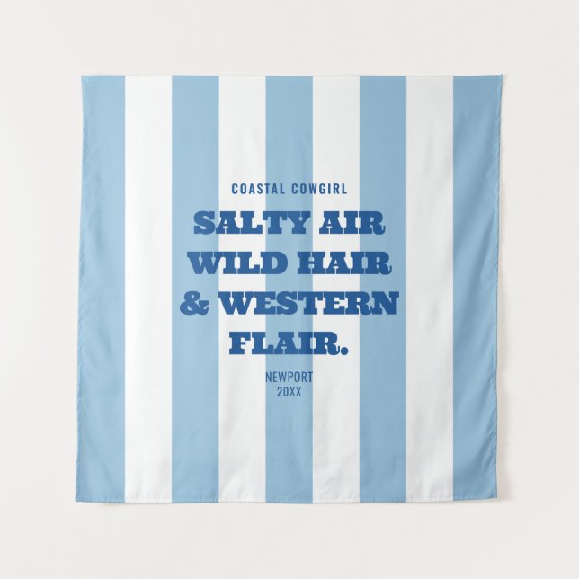 Tapete De Parede Cowgirl Costeira Estilo Western Faixa Azul da Caba (Frente)