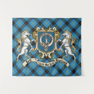 Tapete De Parede Crachá Clan Bell & Unicorns w/Tartan