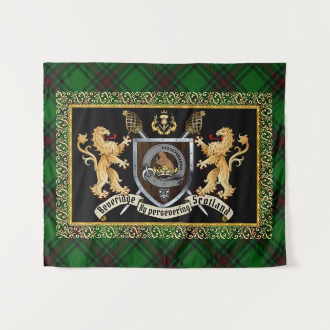 Tapete De Parede Crachá Clan & Motto Beveridge com Leões (Frente (Horizontal))