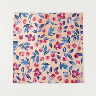 Tapete De Parede Cranberry Watercolor: Berries Selvagens Sem Costur