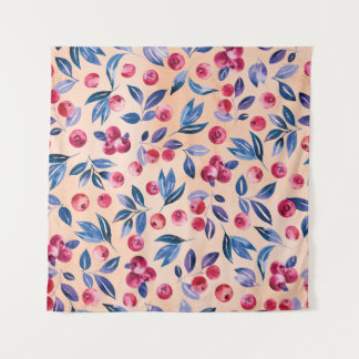 Tapete De Parede Cranberry Watercolor: Berries Selvagens Sem Costur