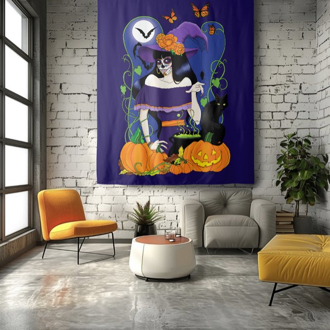 Tapete De Parede Crânio de Açúcar de Bruxas do Halloween (Criador carregado)